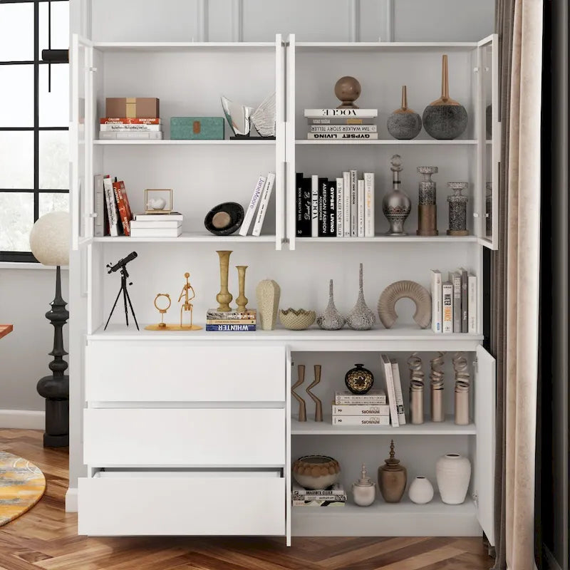 Buffet et Vitrine Modulaires - Design Modulaire en Blanc Impeccable