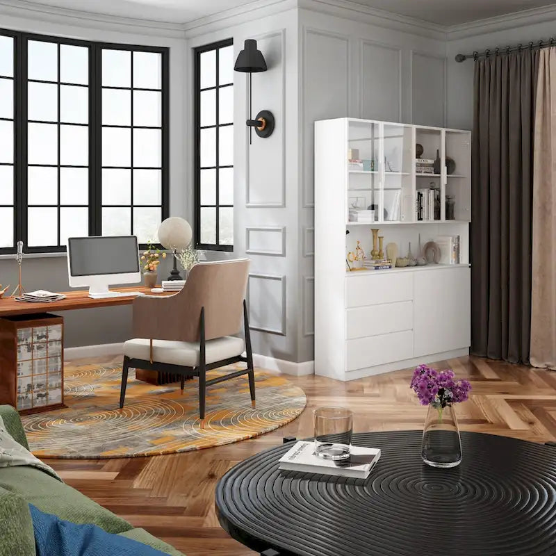 Buffet et Vitrine Modulaires - Design Modulaire en Blanc Impeccable