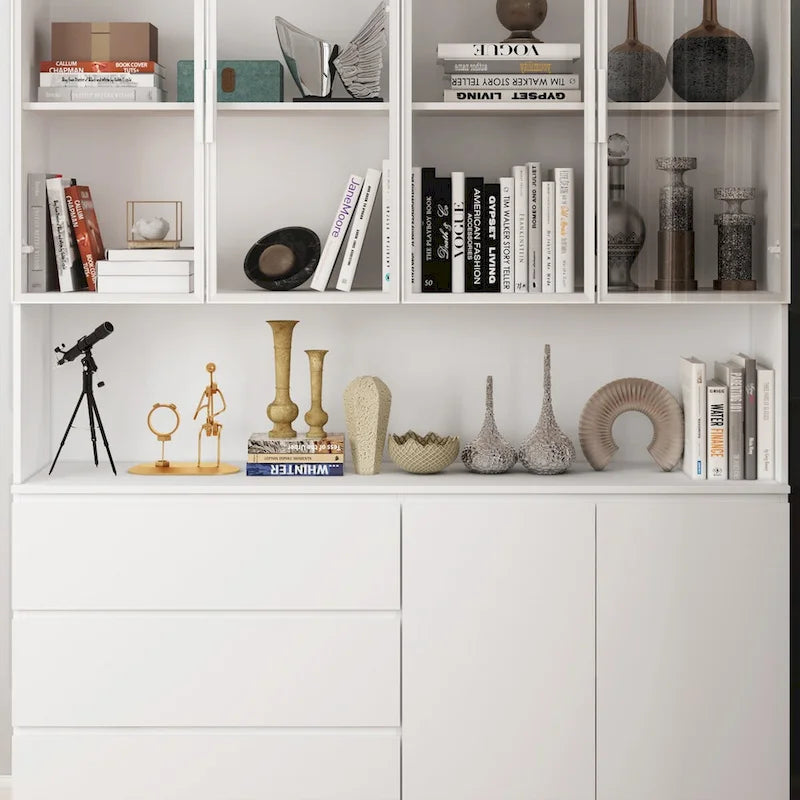 Buffet et Vitrine Modulaires - Design Modulaire en Blanc Impeccable