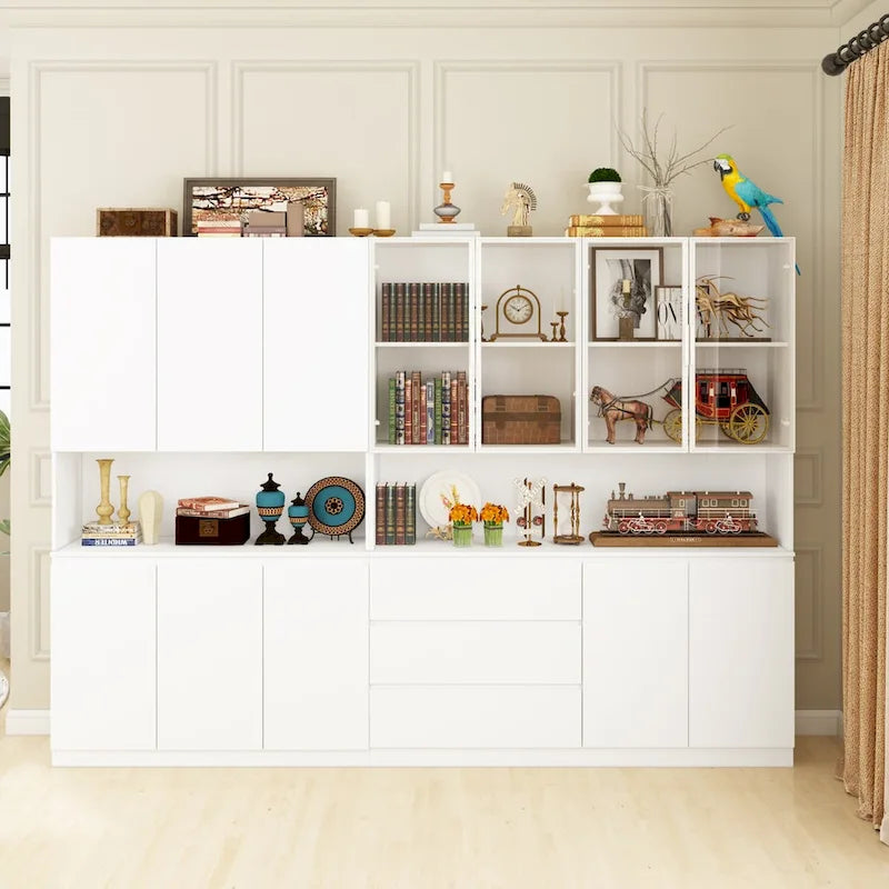 Buffet et Vitrine Modulaires - Design Modulaire en Blanc Impeccable