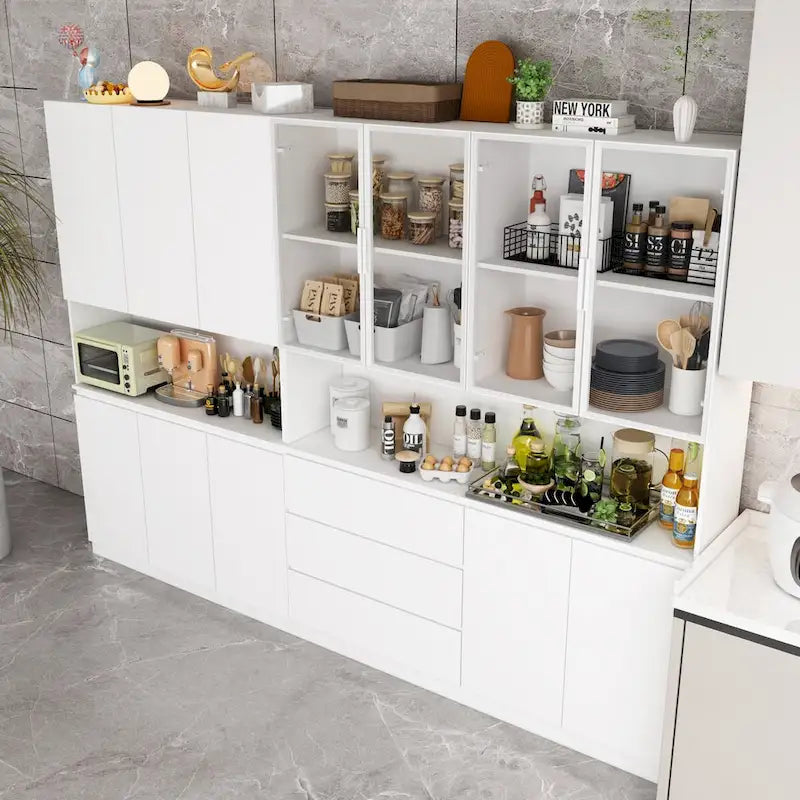 Buffet et Vitrine Modulaires - Design Modulaire en Blanc Impeccable