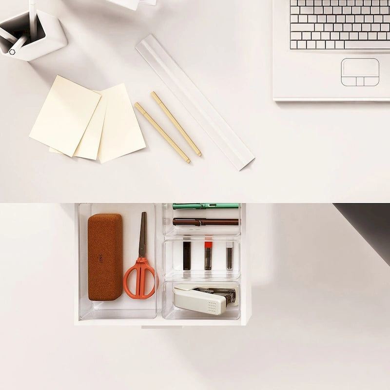 Lot d'organisateurs de tiroirs transparents pour le rangement de bureau