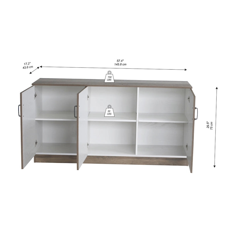 Meuble de rangement Credenza Alaska à 3 portes