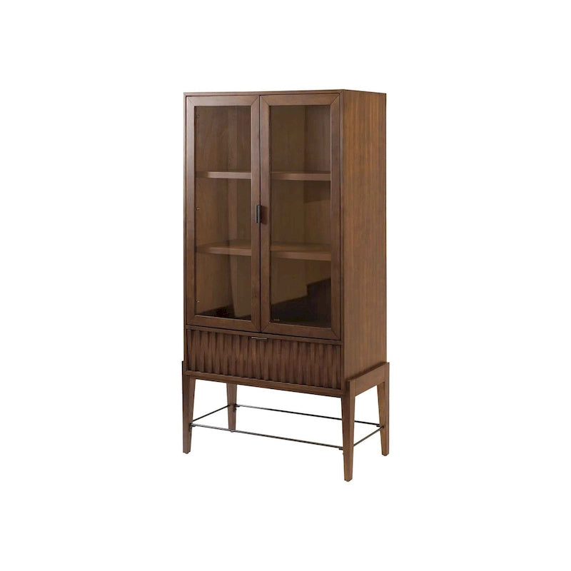 Bibliothèque/vitrine en verre de style moderne du milieu du siècle, bibliothèque/vitrine de bureau, bibliothèque/vitrine d'appoint, marron