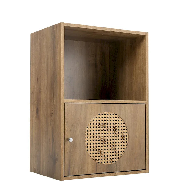 Meuble de rangement pour salle de bain, petit meuble de rangement, casier en rotin, meuble à 1 porte