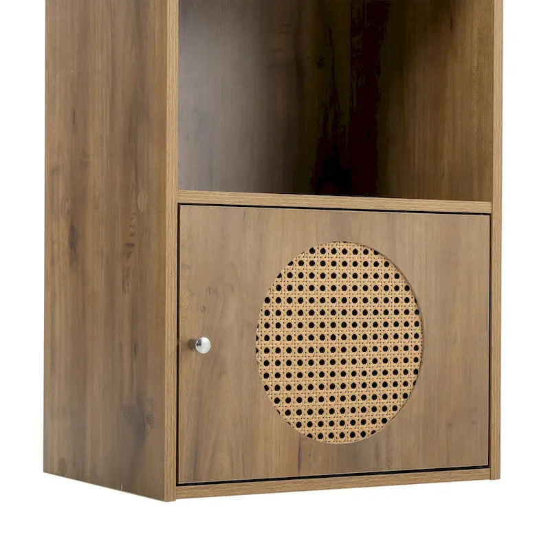 Meuble de rangement pour salle de bain, petit meuble de rangement, casier en rotin, meuble à 1 porte