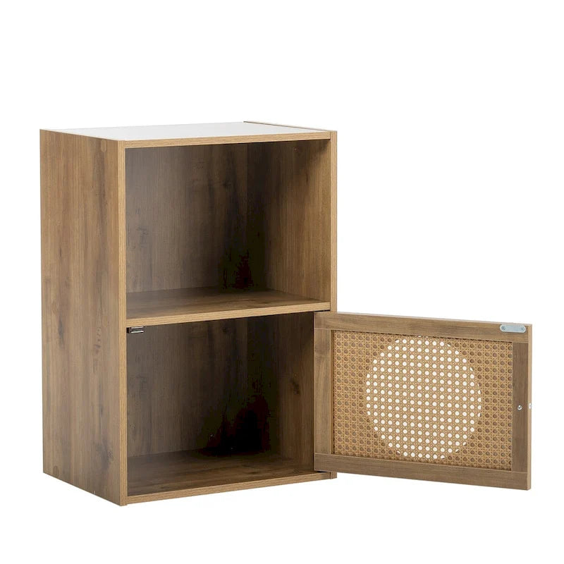 Meuble de rangement pour salle de bain, petit meuble de rangement, casier en rotin, meuble à 1 porte