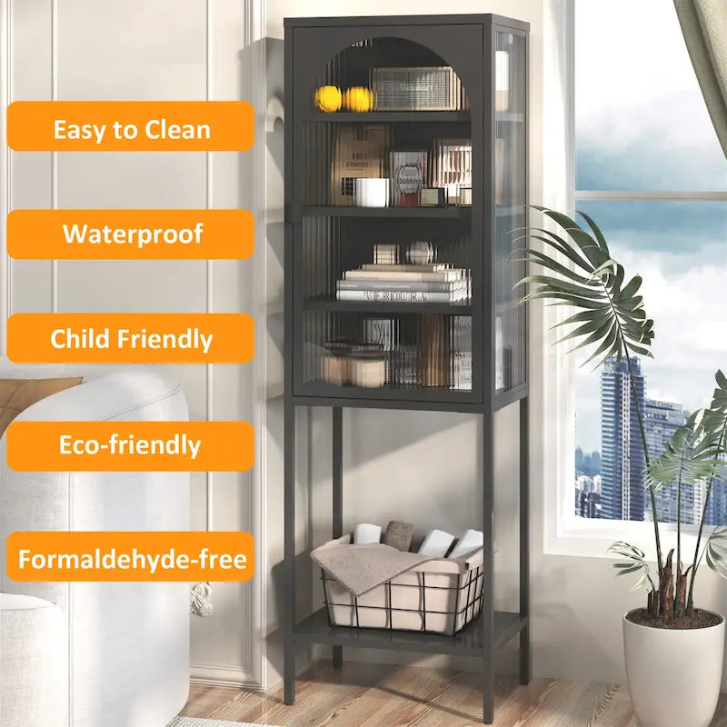 Vitrine de rangement en métal avec porte vitrée