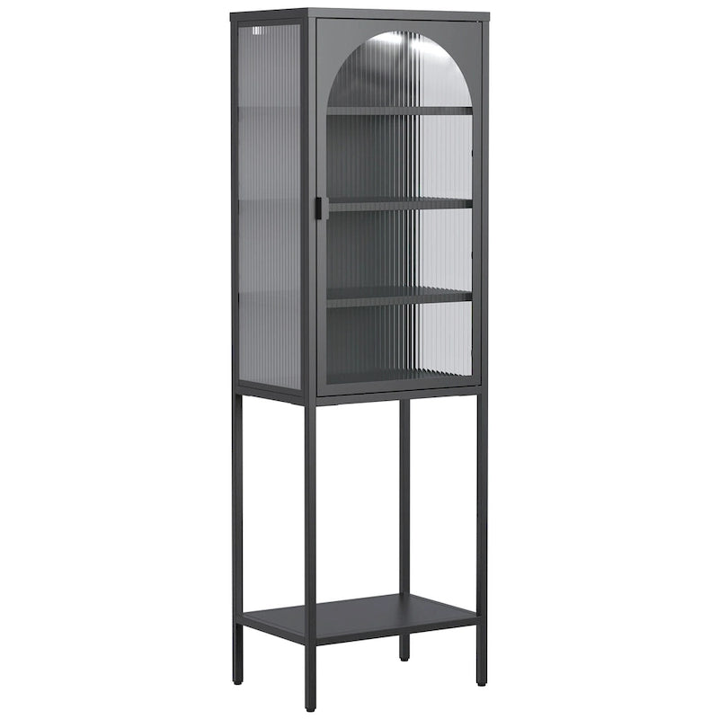 Vitrine de rangement en métal avec porte vitrée