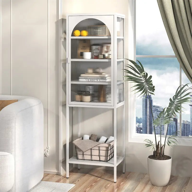 Vitrine de rangement en métal avec porte vitrée